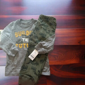 🆕 Carter's Matching Long Sleeve/Pant Outfit. Construction Truck theme. Size 3T